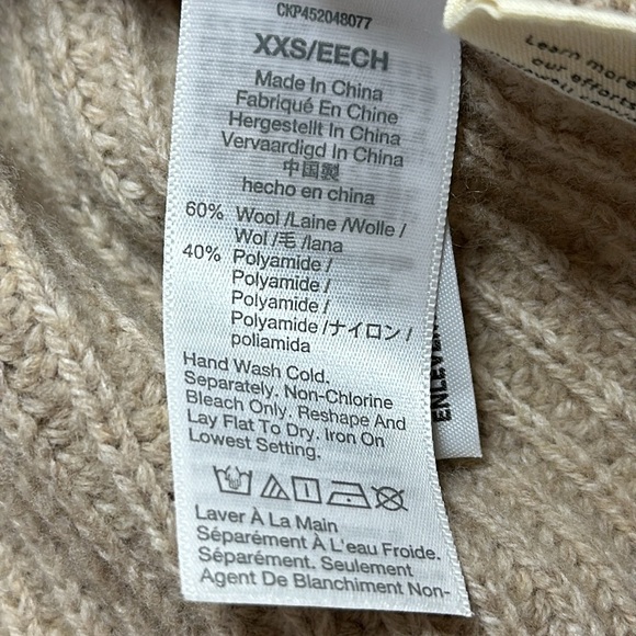 Madewell V-Neck Pullover Sweater Tan Pink Green XXS - Picture 13 of 14